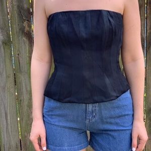 Black 90s Striped Corset Top